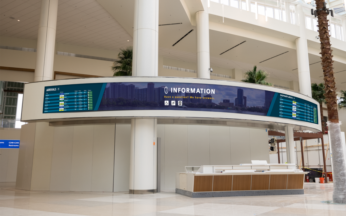 Screens als Teil des Design-Konzepts am Orlando Airport (Foto: Alison Weber/ Synect Media)