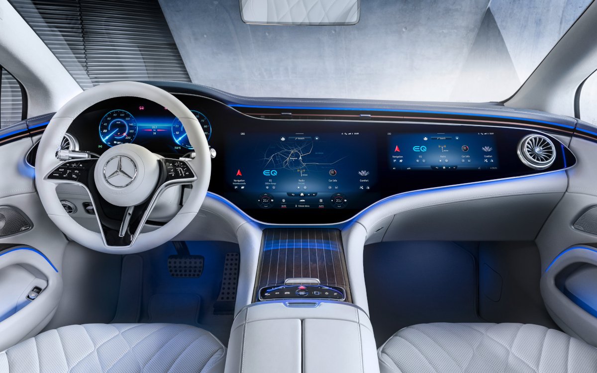 Der MBUX Hyperscreen, den Mercedes-Benz und LG Electronics gemeinsam entwickelten. (Foto: Mercedes Benz Group)