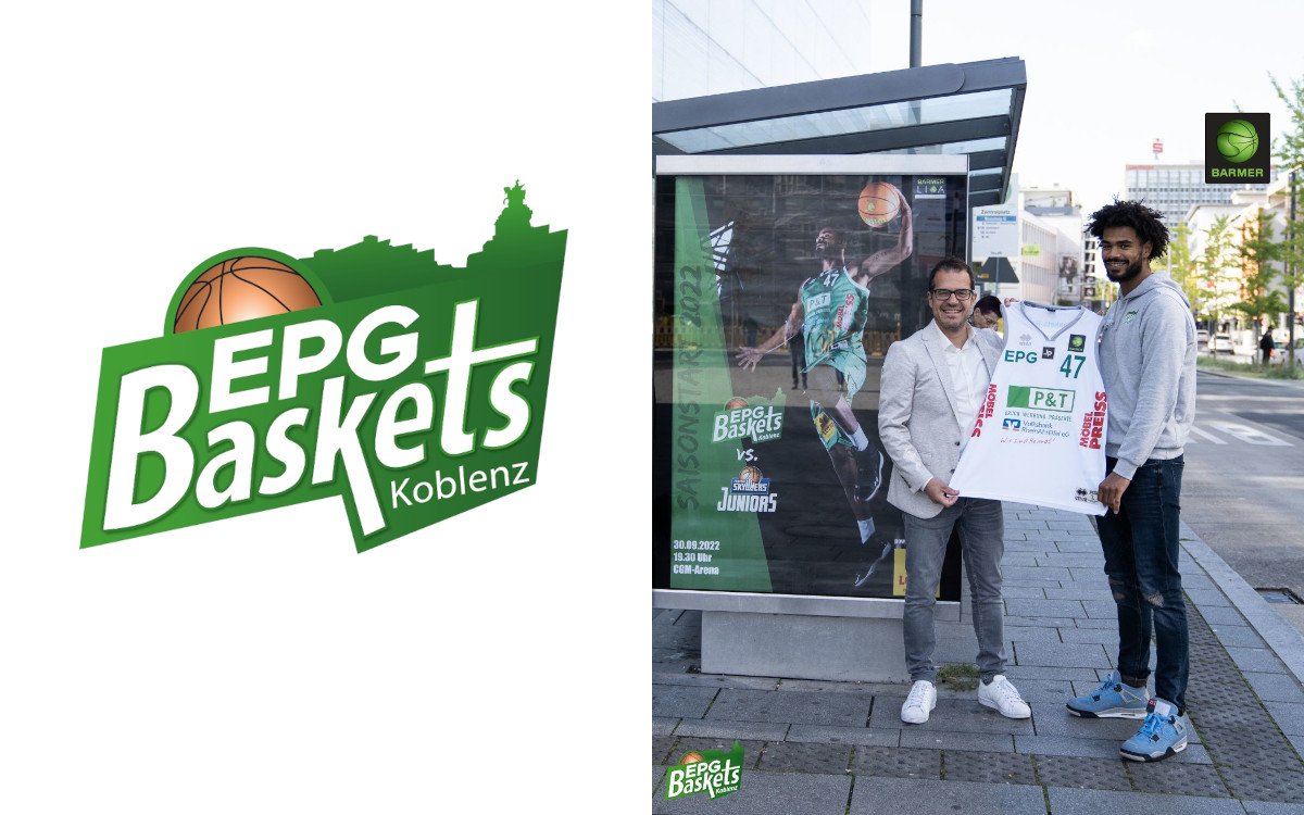 Stellvertretend für die AWK präsentierte Angelo Peruzzini den OoH-Auftritt der EPF Baskets Koblenz. (Foto: EPG Baskets Koblenz)