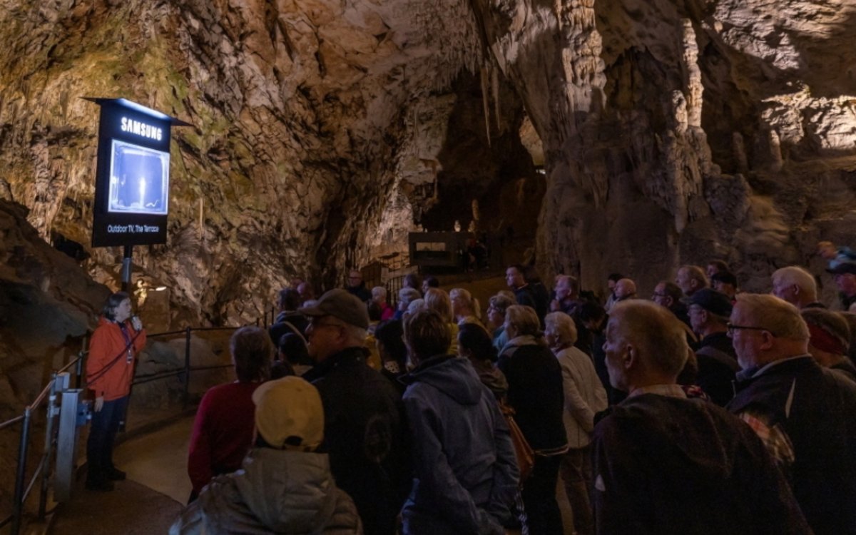Samsung The Terrace soll das Besuchererlebnis in der Postojna-Höhle aufregender machen. (Foto: Samsung)