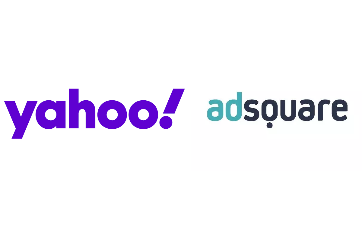 Yahoo und Adsquare kooperieren im DooH-Bereich. (Logos: yahoo; adsquare)