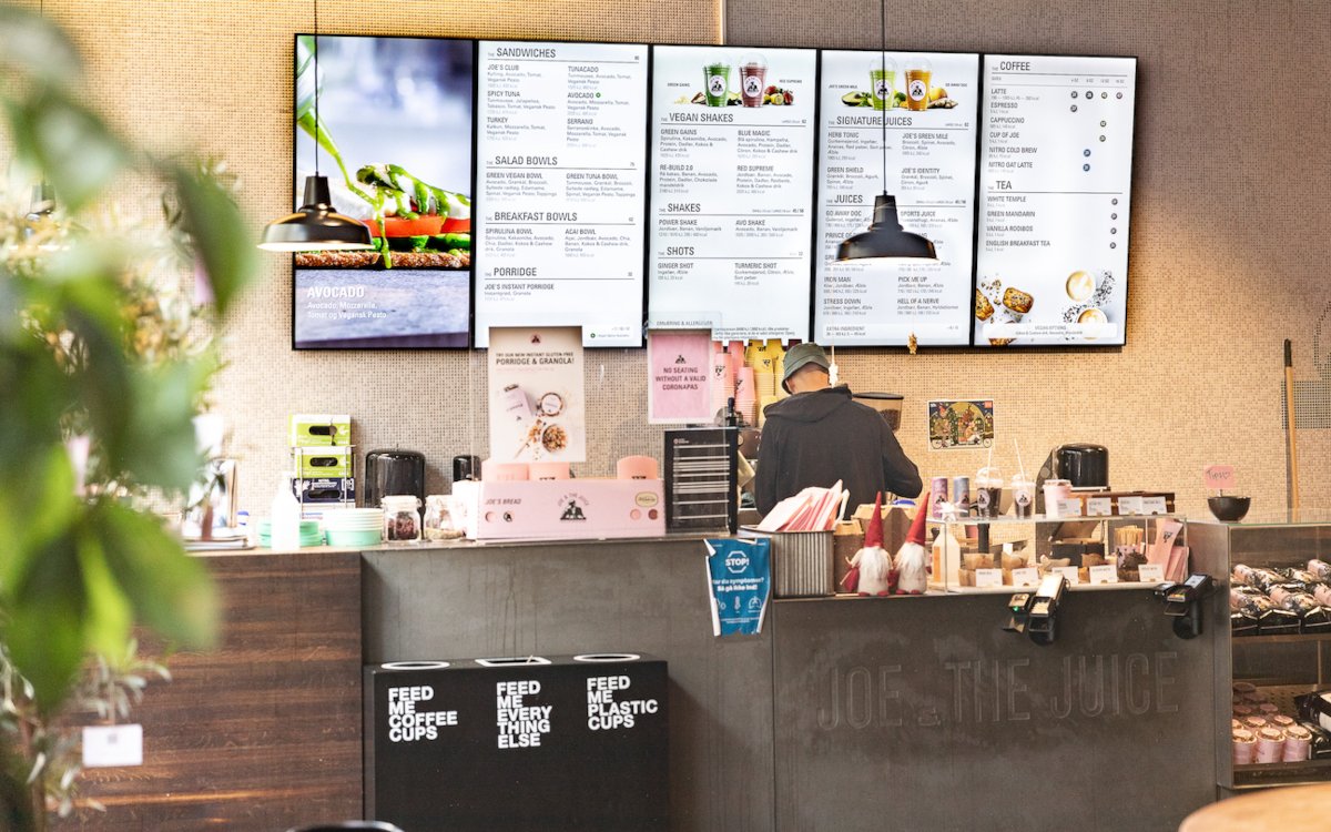 Visual Art digitalisiert die Menutafeln von Joe & the Juice in 150 Restaurants. (Foto: Visual Art)