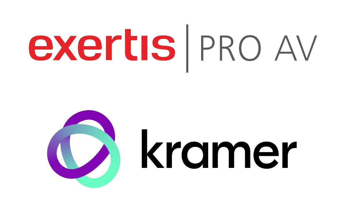 Exertis Pro AV vertreibt jetzt Kramer. (Logos: Exertis Pro AV/Kramer)