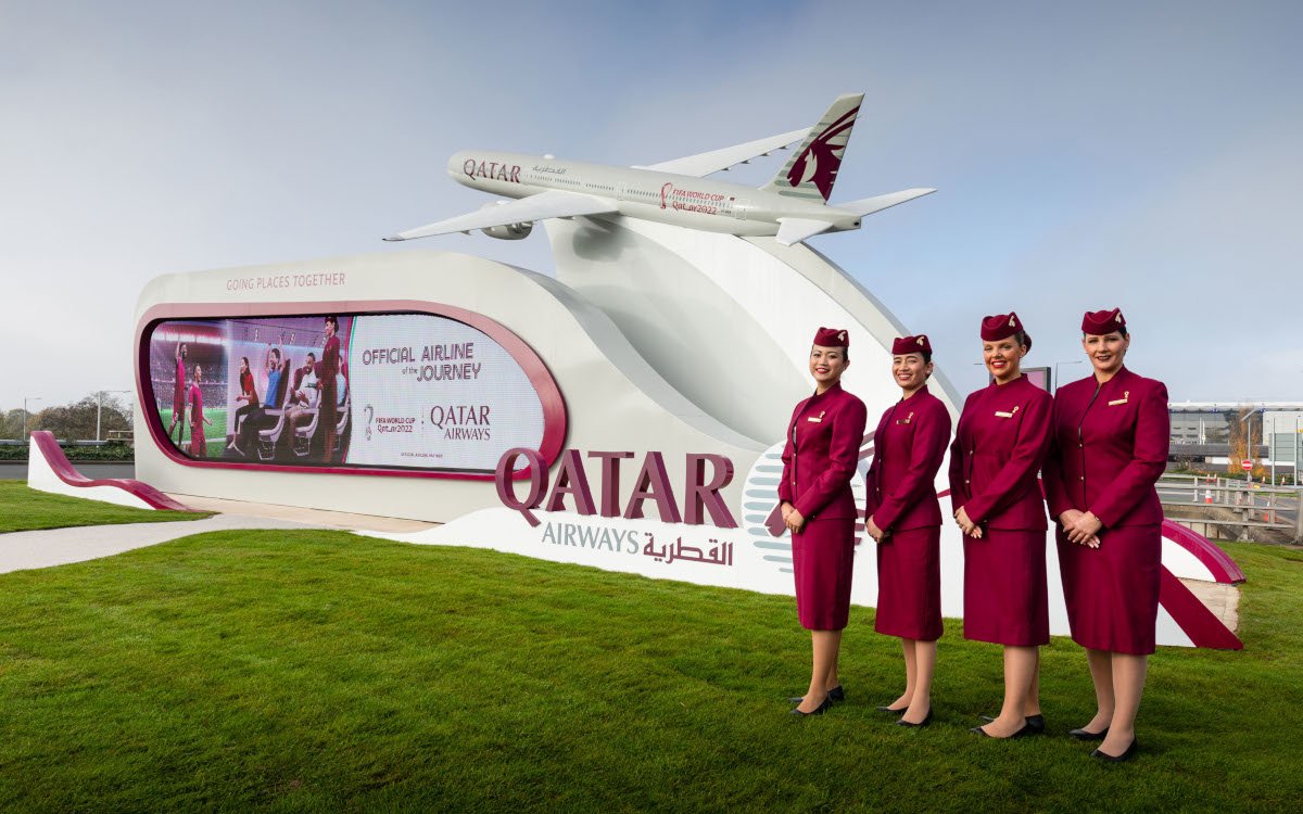 Das Qatar-Airways-Display am Londoner Flughafen Heathrow (Foto: Qatar Airways)