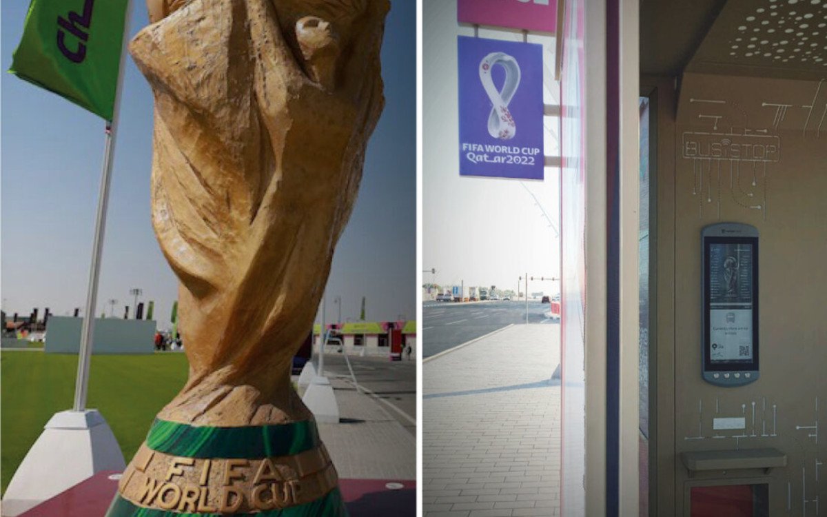 Das Nahverkehrsnetz von Katar wurde anlässlich der Fußball-WM mit E-Paper-Displays ausgestattet. (Foto: Papercast)