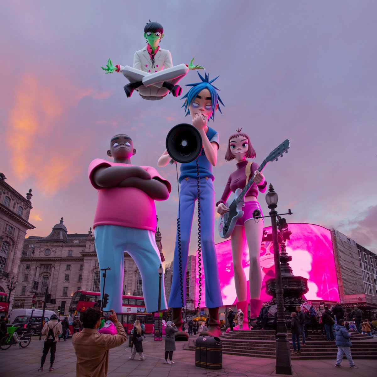 Die virtuelle Band Gorillaz in AR am Piccadilly Circus (Foto: Ocean Outdoor)