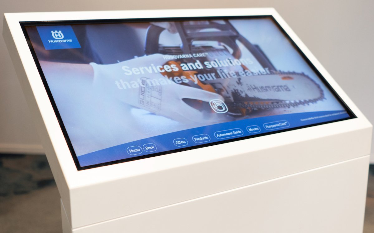 Der digitale Kiosk unterstützt Kunden von Husqvarna bei Kaufentscheidungen. (Foto: Visual Art)