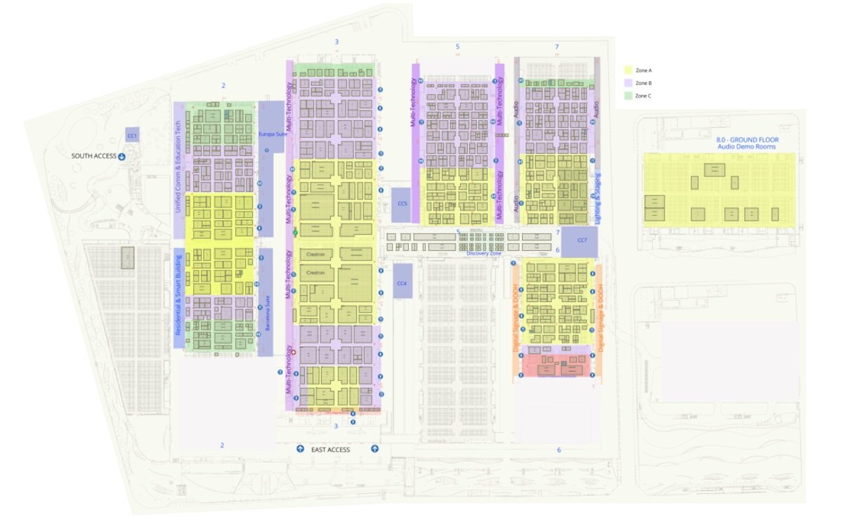 Aktueller Hallenplan der ISE 2023 (Foto: Screenshot)