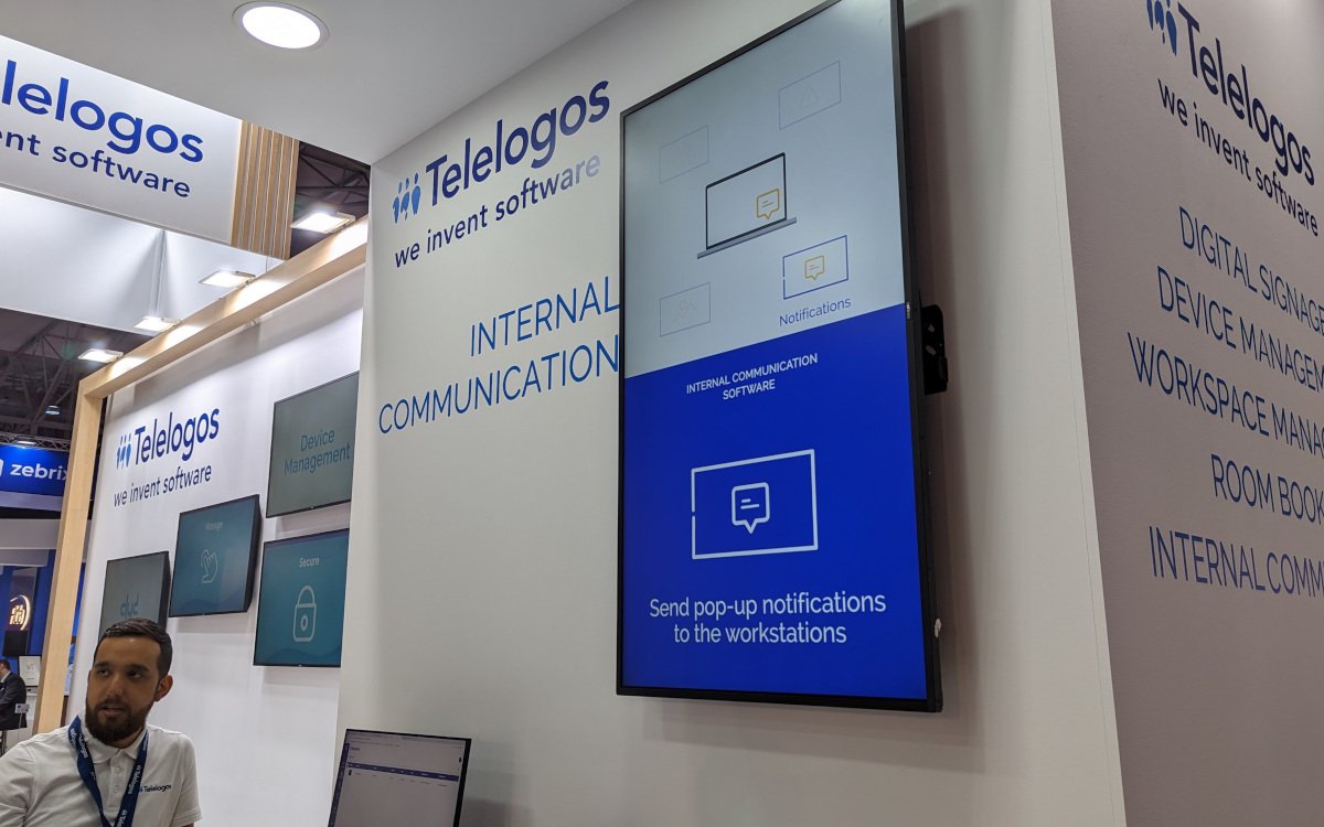 Telelogos zeigte auf der ISE die Mitarbeiterkommunikationslösung Channels. (Foto: invidis)