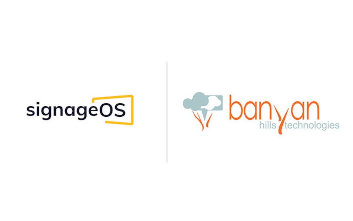 SignageOS und Banyan Hills Technologies haben eine Kooperation vereinbart. (Logos: signageOS/Banyan Hills)