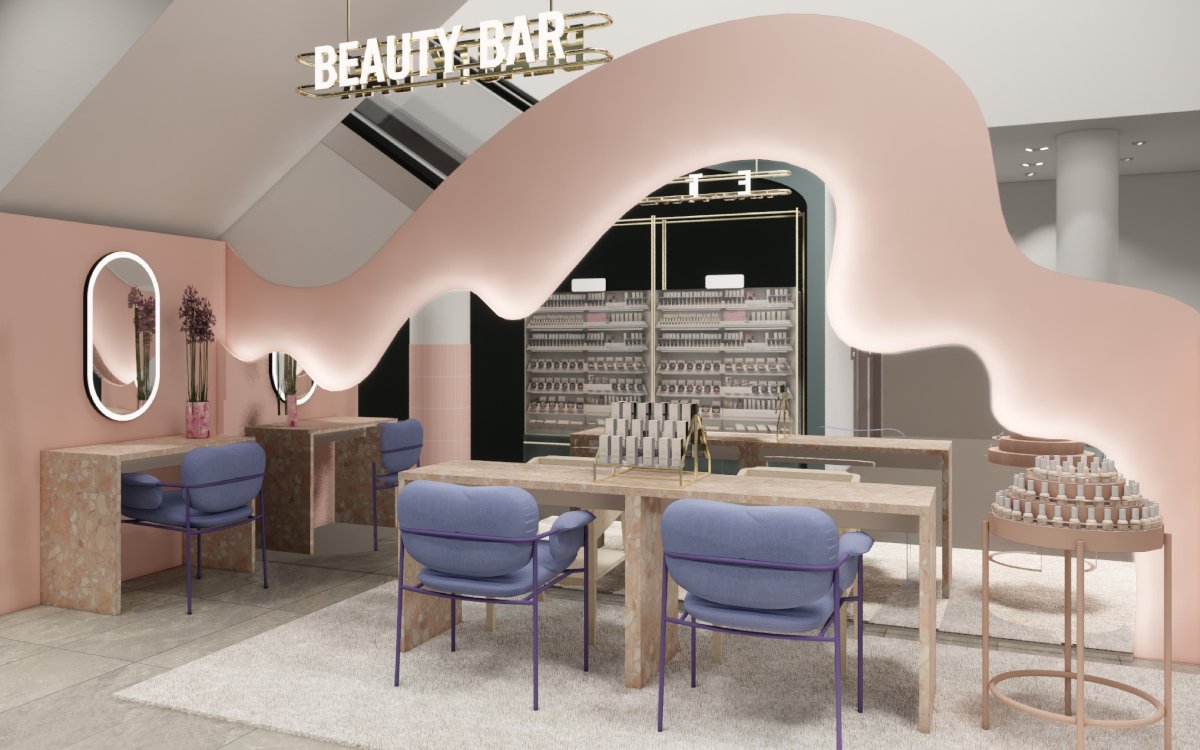 Die Beauty Bar im ersten Flagship von H&M Beauty in Oslo (Foto: H&M)