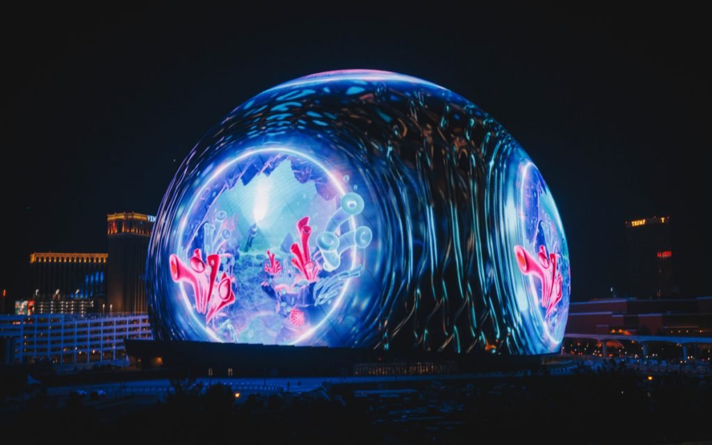 The sphere is entirely surrounded by LEDs.  (Photo: Sphere Entertainment)