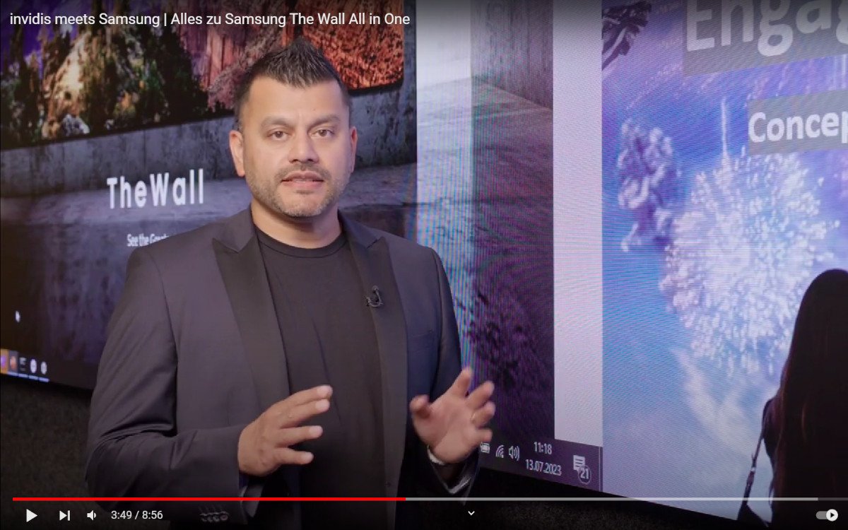 Amit Chatterjee von Samsung präsentiert The Wall All-in-One. (Foto/Screenshot: invidisXworld)