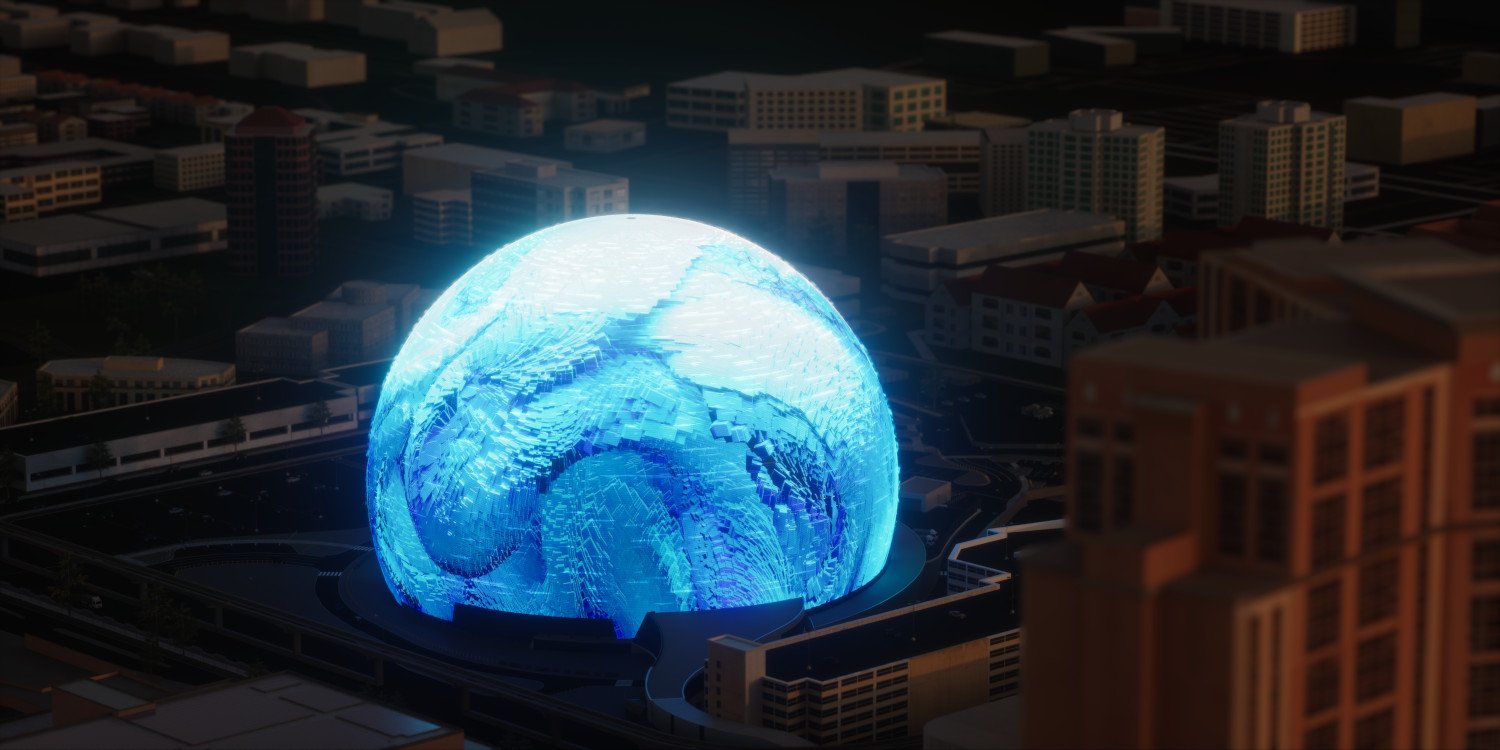 "Machine Hallucinations - Nature" von Refik Anadol auf der Sphere (Montagebild: Sphere Entertainment)