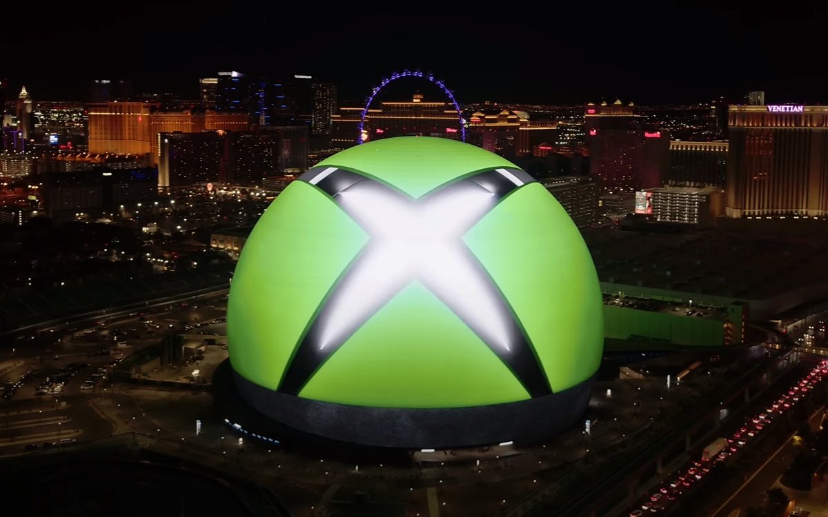 Xbox-Werbung auf The Sphere in Las Vegas (Foto/Screenshot; Microsoft)
