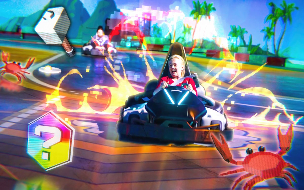 Chaos Karts verwandelt die Go-Kart-Rennstrecke in ein Live-Action-Videospiel. (Foto: Panasonic)