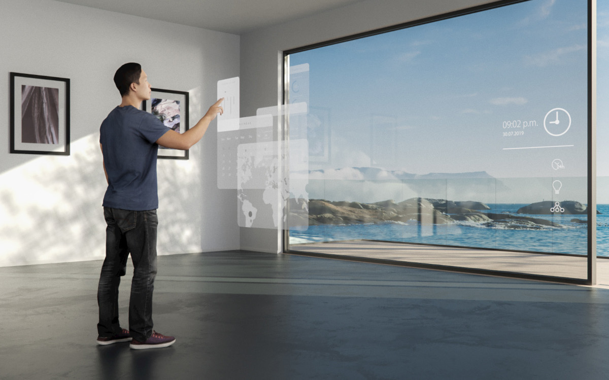 In Fenstern von Wohnräumen soll sich die Zeiss „Multifunctional Smart Glass“-Technologie zur großflächigen Beleuchtung, als Projektionsfläche oder sogar Energiequelle nutzen lassen. (Foto: ZEISS)