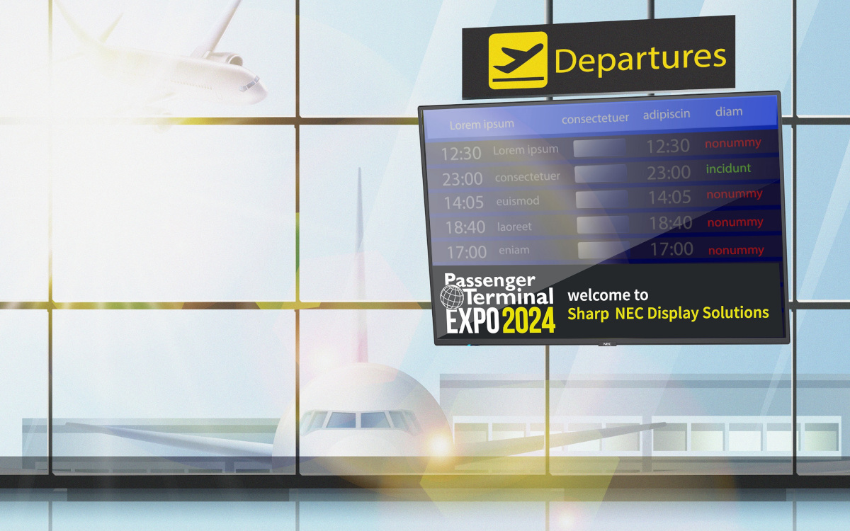 Sharp/NEC stellt auf der Passenger Terminal Expo 2024 aus. (Foto: Sharp NEC Display Solutions Europe)