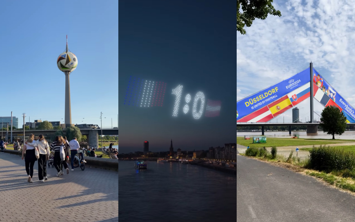 Fake-out-of-Home-Kampagnen für die ersten drei EM-Spiele in der Düsseldorf Arena (Foto: Visit Düsseldorf)