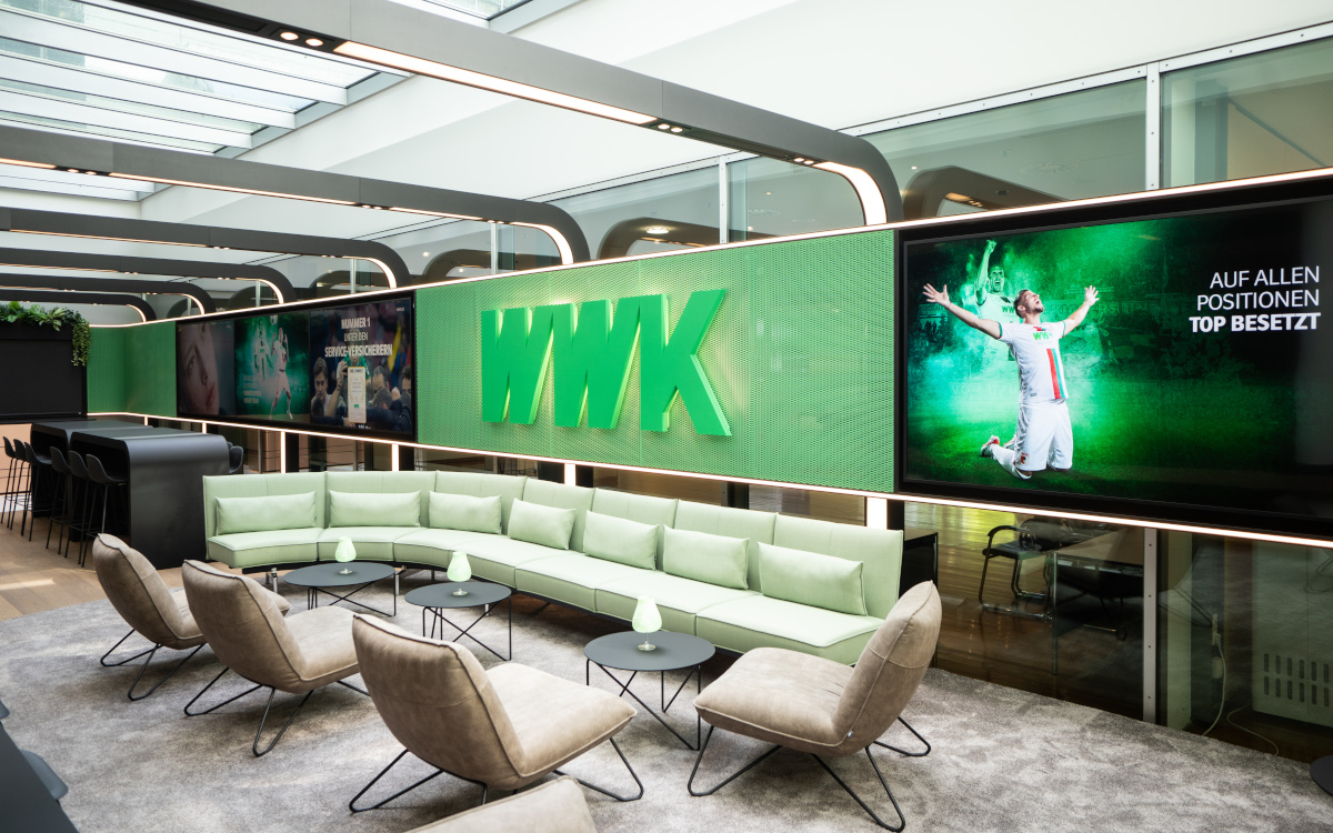 Die neue Lounge der WWK Versicherungsgruppe (Foto: VAV Medientechnik)