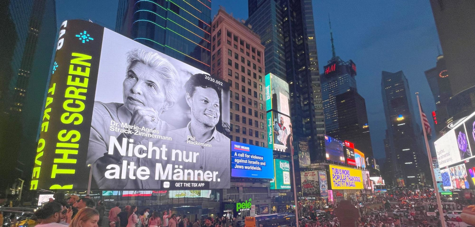 FDP-Kampagne zur Europawahl auf dem Times Square (Foto: Phil Hackermann/FDP)