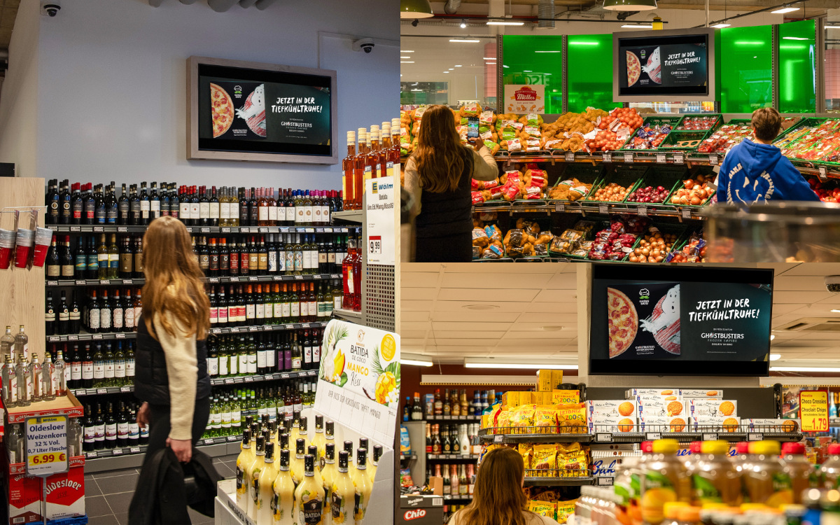 Für seine Ghostbusters-Aktionspizza startete Gustavo Gusto eine Testkampagne auf Edeka-Screens. (Foto: FRAMEN)