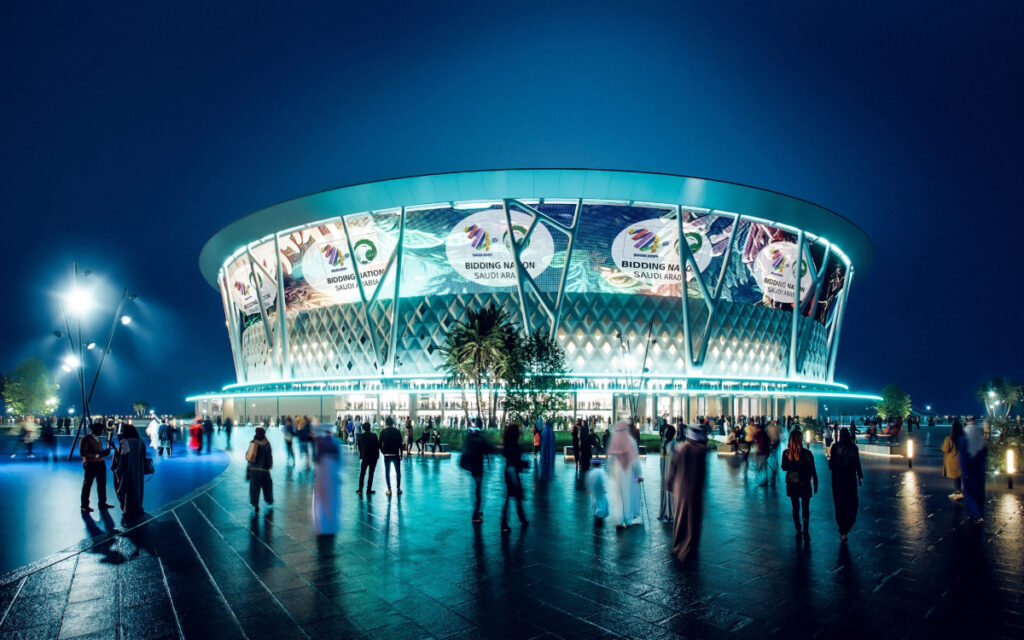 Das King Abdullah Economic City Stadium (Mock-up: SAUDI 2034 BID/SAFF)