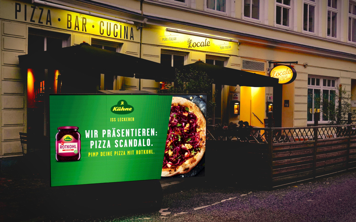 Kühne Kühne-Kampagne? Rotkohl-auf-Pizza-Creative (Foto: Carl Kühne AG)