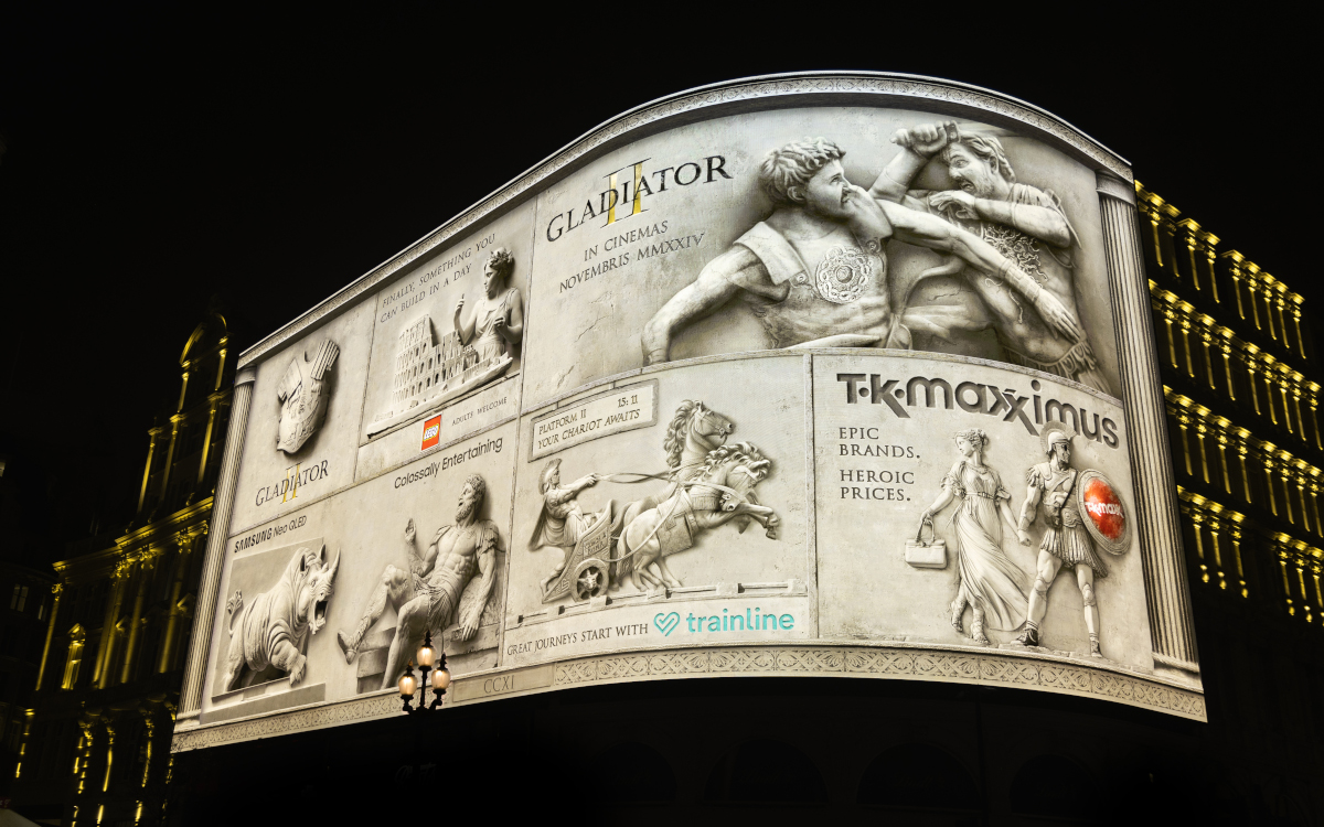 Gigantisches "Fesko-DooH" für den Gladiator-II-Film (Foto: Ocean Outdoor)