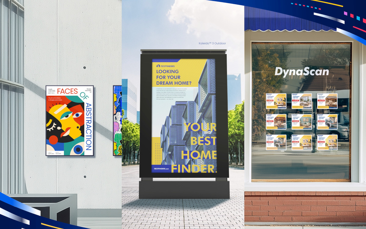 Dynascan baut erstmals ein E-Paper-Display in eine Outdoor-Display-Stele ein. (Foto: DynaScan)