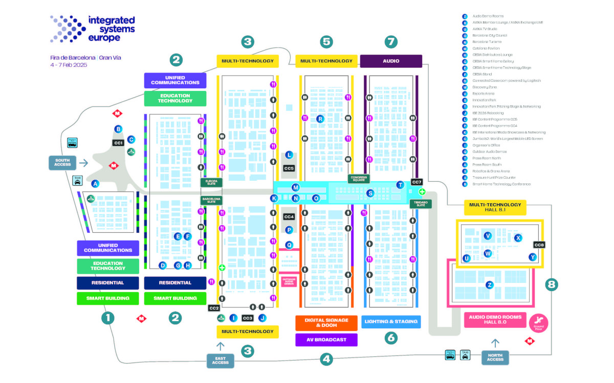 Der Hallenplan der ISE 2025 (Bild: Integrated Systems Events)