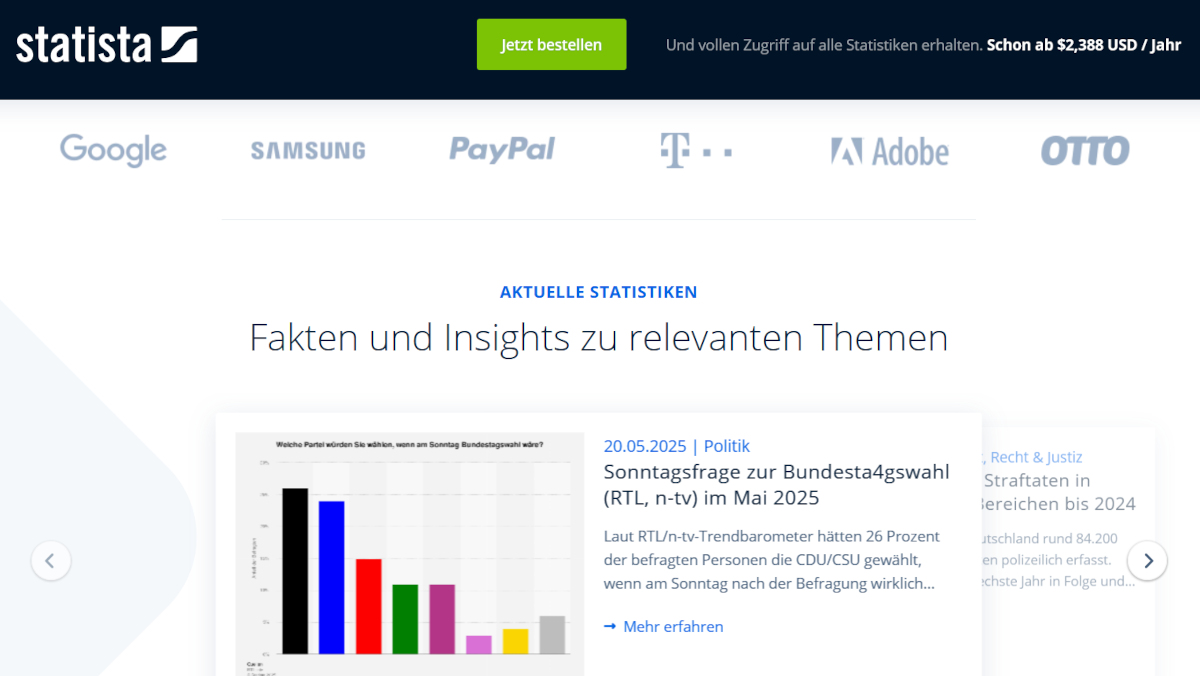 Statista Datenportal von Ströer (Foto: Screenshot)
