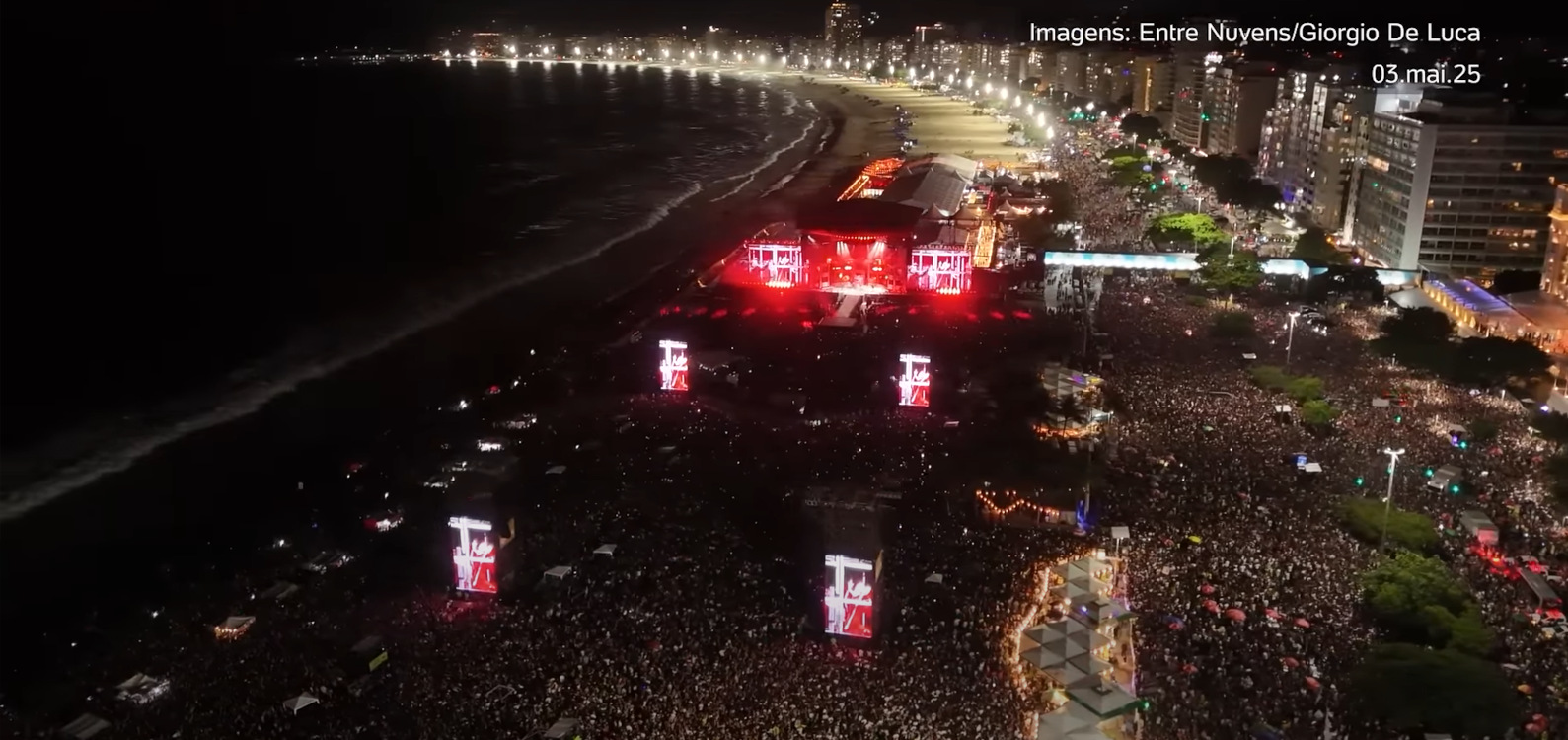 Lady Gaga auf der Copacabana am 3. Mai 2025 (Foto: Entre Nuvens/Giorgo De Luca/Screenshot)