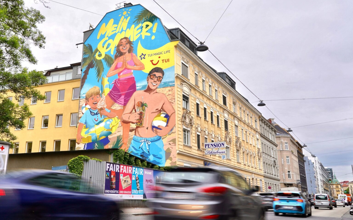 Von Popp Vision umgesetztes Mural von Tui Österreich (Foto: Popp Vision)