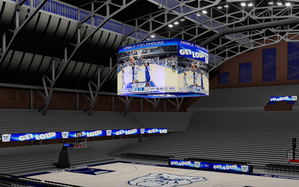 So sollen die neuen LED-Lösungen im Hinkle Fieldhouse aussehen. (Mock-up: SNA Displays)