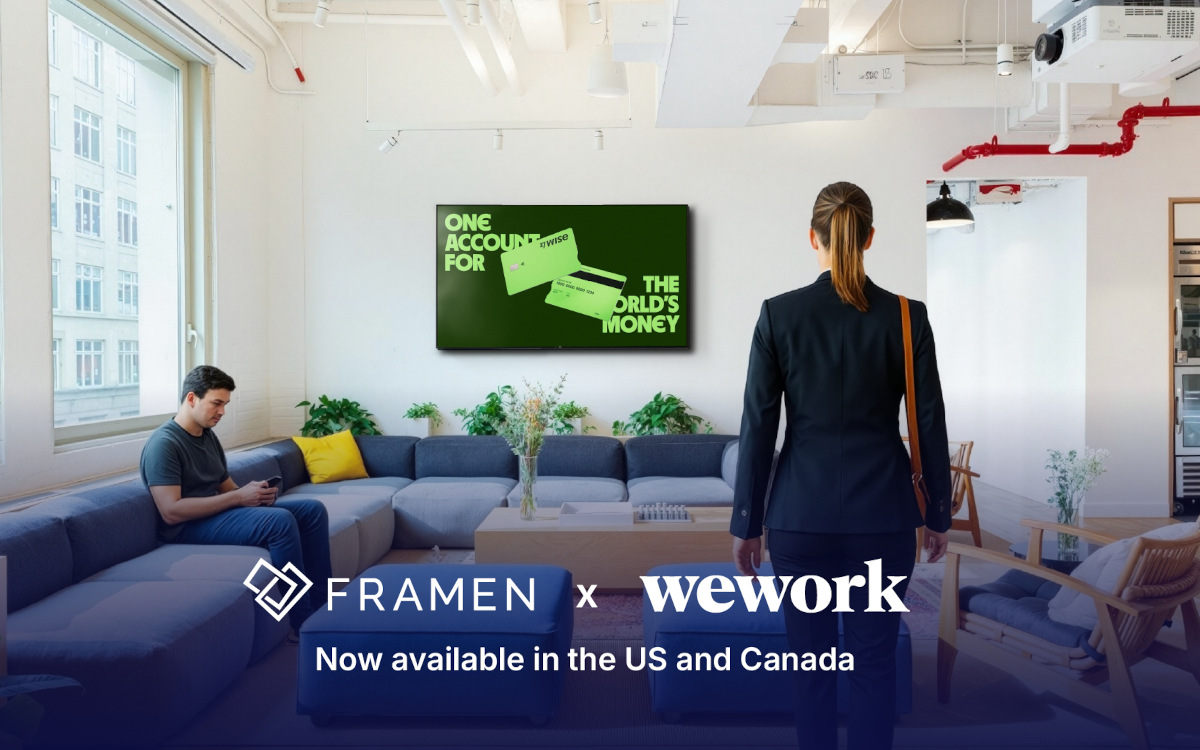 Framen startet Indoor-DooH-Vermarktung in amerikanischen Wework-Offices. (Foto: FRAMEN)