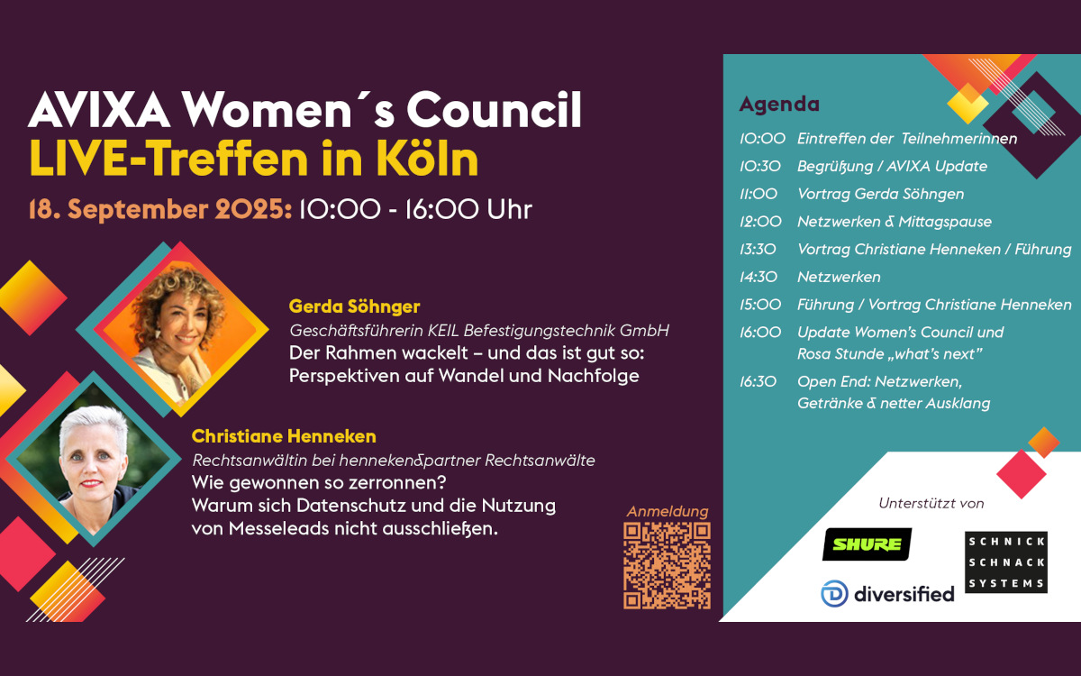 Das nächste Live-Treffen des Avixa Women's Council DACH - am 18. September in Köln (Foto: AVIXA)