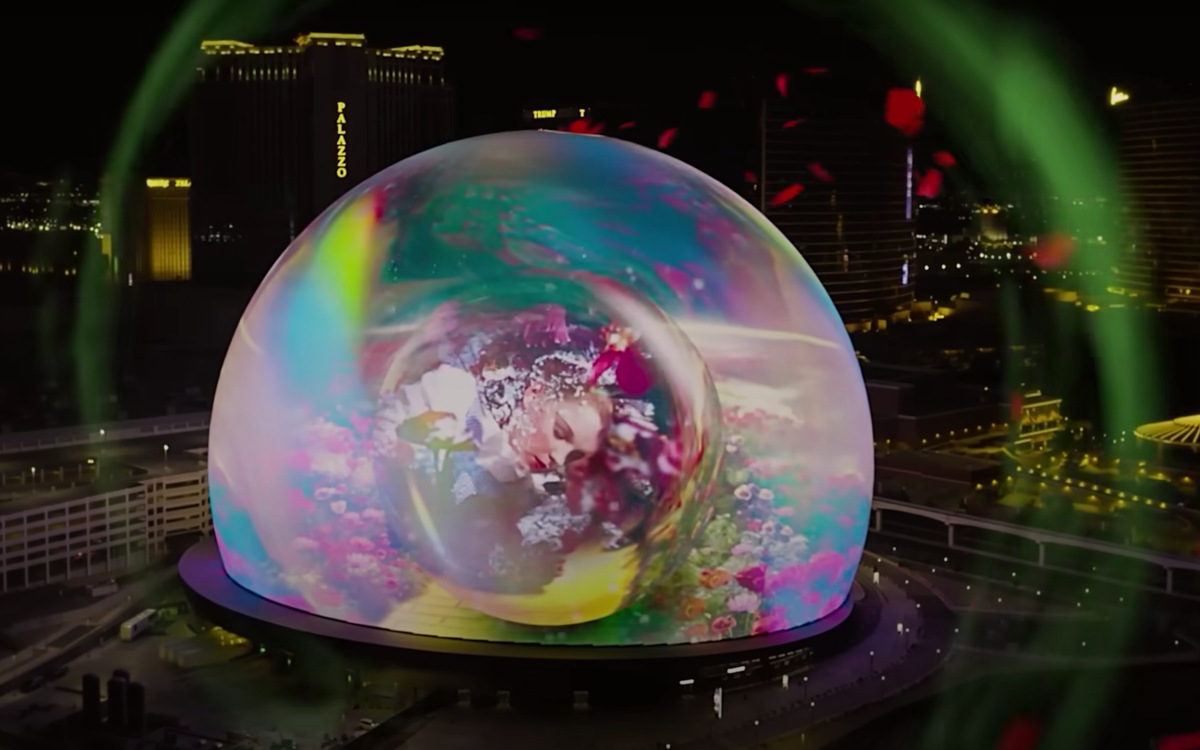 Promotion für "The Wizard of Oz" auf der Fassade der Sphere (Foto: The Sphere/Screenshot)