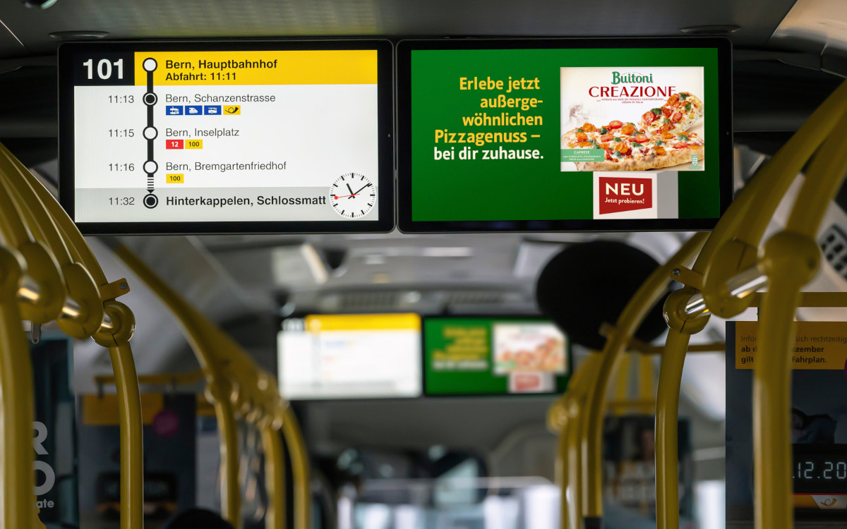 DooH-Werbung für die Tiefkühlpizza Buitoni Creazione (Foto: Livesystems)