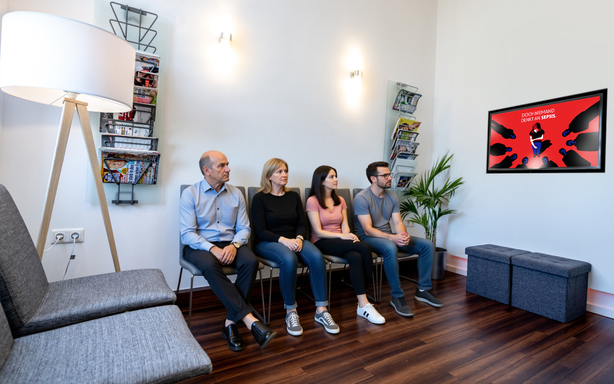 Die Aktion #DeutschlandErkenntSepsis erreicht über die TV-Wartezimmer-Screens 15 Millionen Menschen. (Foto: TV-Wartezimmer)