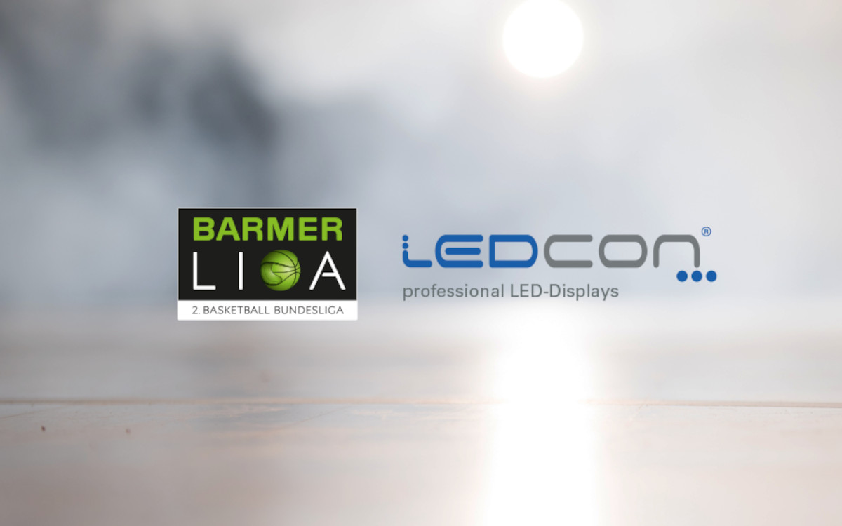 Ledcon und die 2. Basketball-Bundesliga kooperieren (Logos: Barmer 2. Basketball Liga; LEDCON Systems)