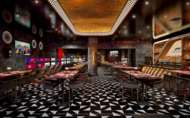 Die F1 Arcade Experience, links sind die Rennsimulationen zu sehen. (Mock-up: F1 Arcade)