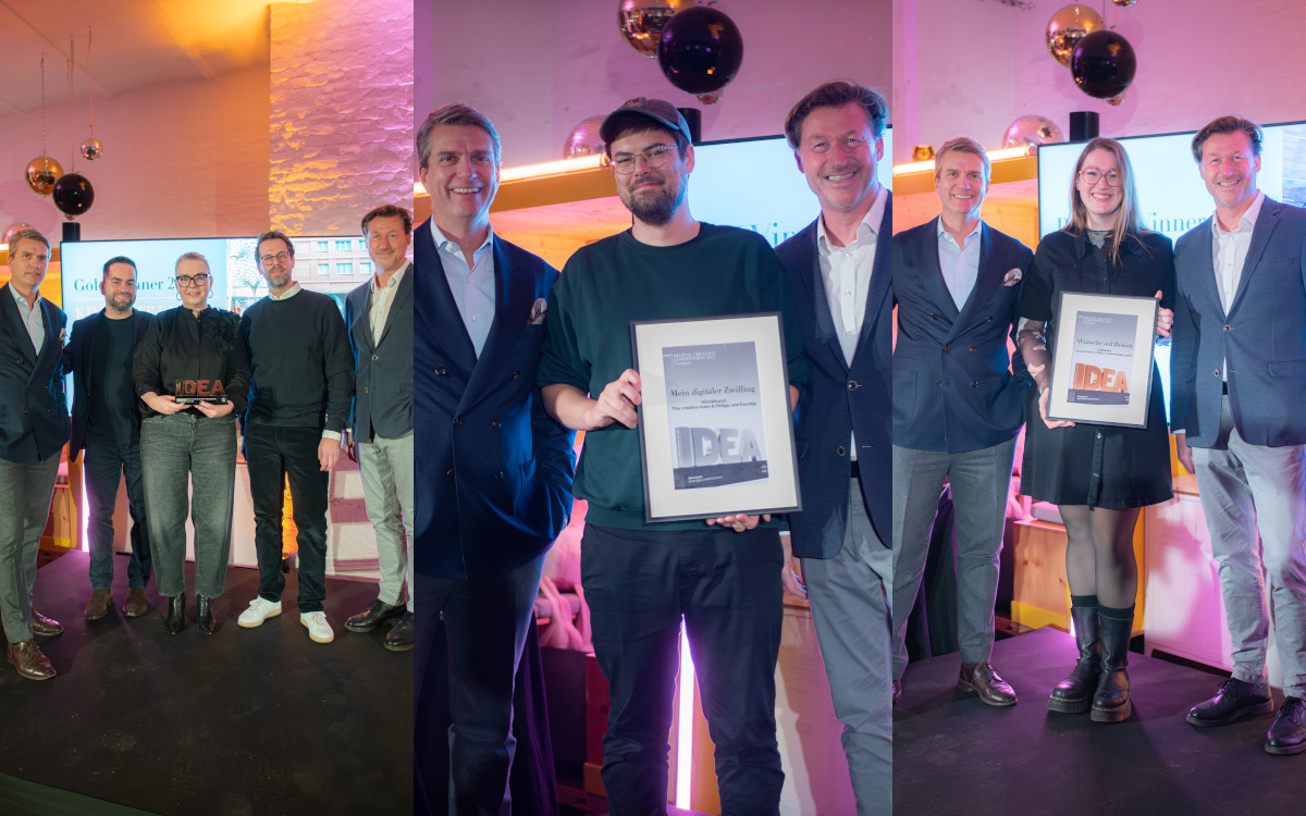 Gold, Silber und Bronze bei der Digital Creative Competition 2025 (von links): Havas Media, The Creative Room & Philipp und Keuntje, Headraft & Tumult (Fotos: Ocean Outdoor Germany)
