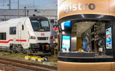 Immerhin im Bistro mit großformatigen Screens: der neue ICE L der Deutschen Bahn. (Fotos: Deutsche Bahn/ Dirk Wittmann & Pablo Castagnola)
