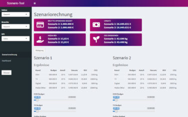 Das Szenario-Tool zum Mediamix-Vergleich auf der Website des FAW (Foto: Screenshot/FAW)