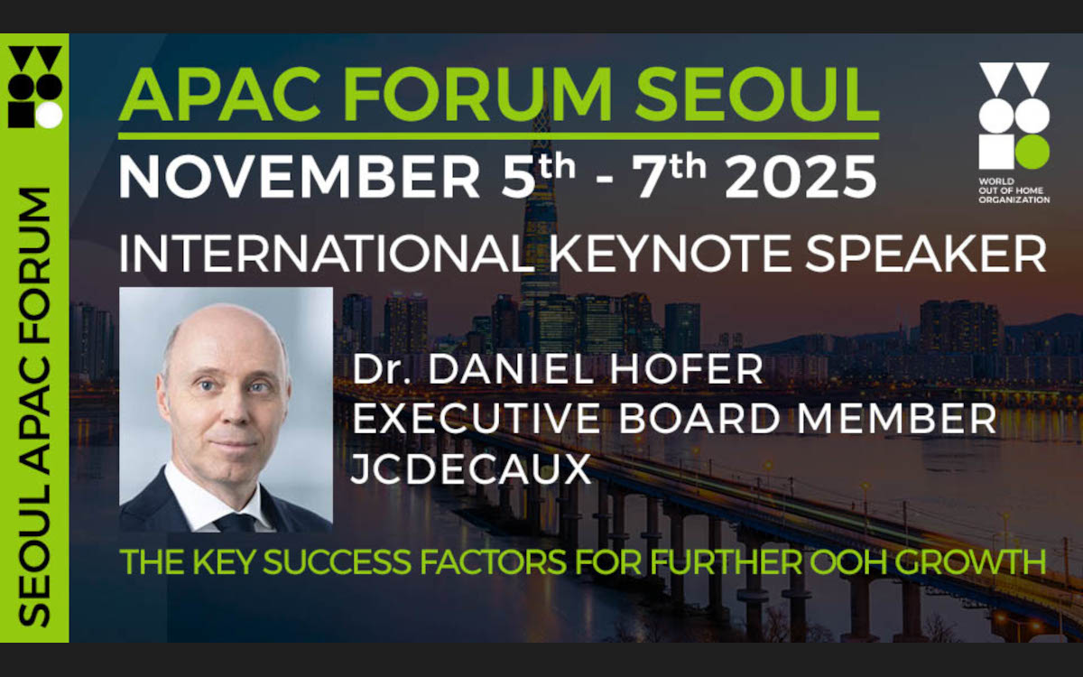 Daniel Hofer, Vorstandsmitglied von JC Decaux, kommt als Keynote Speaker auf den WOO Kongress in Seoul. (Foto: WOO)
