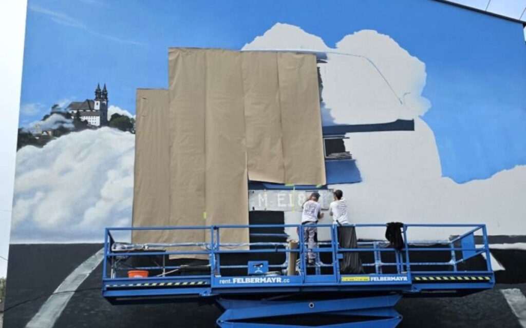 Entstehung des Murals in Linz (Foto: Popp Vision)