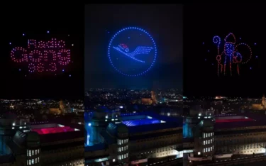 Die Drohnenshow über München von Radio Gong und Lufthansa. (Foto: Showmatrix)