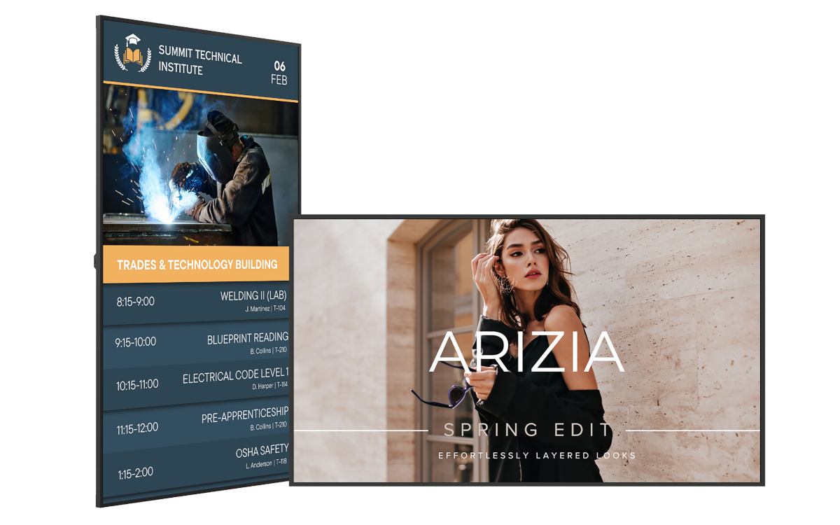 Großformatige 4K-LCD-Displays mit integrierter Wireless-Konnektivität für den 24/7-Digital-Signage-Einsatz (Foto: Leyard)
