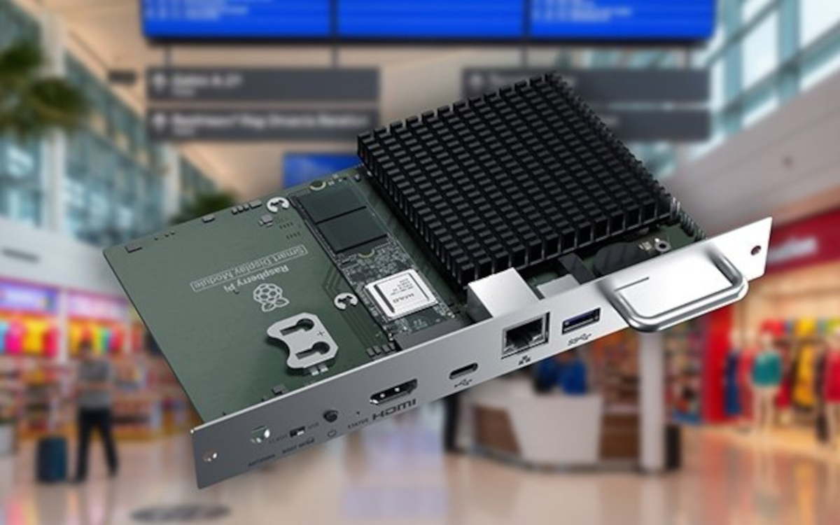 SDM MPI5 Kit mit Raspberry Pi Compute Module 5 für den Einsatz in professionellen Displays. (Foto: Sharp)